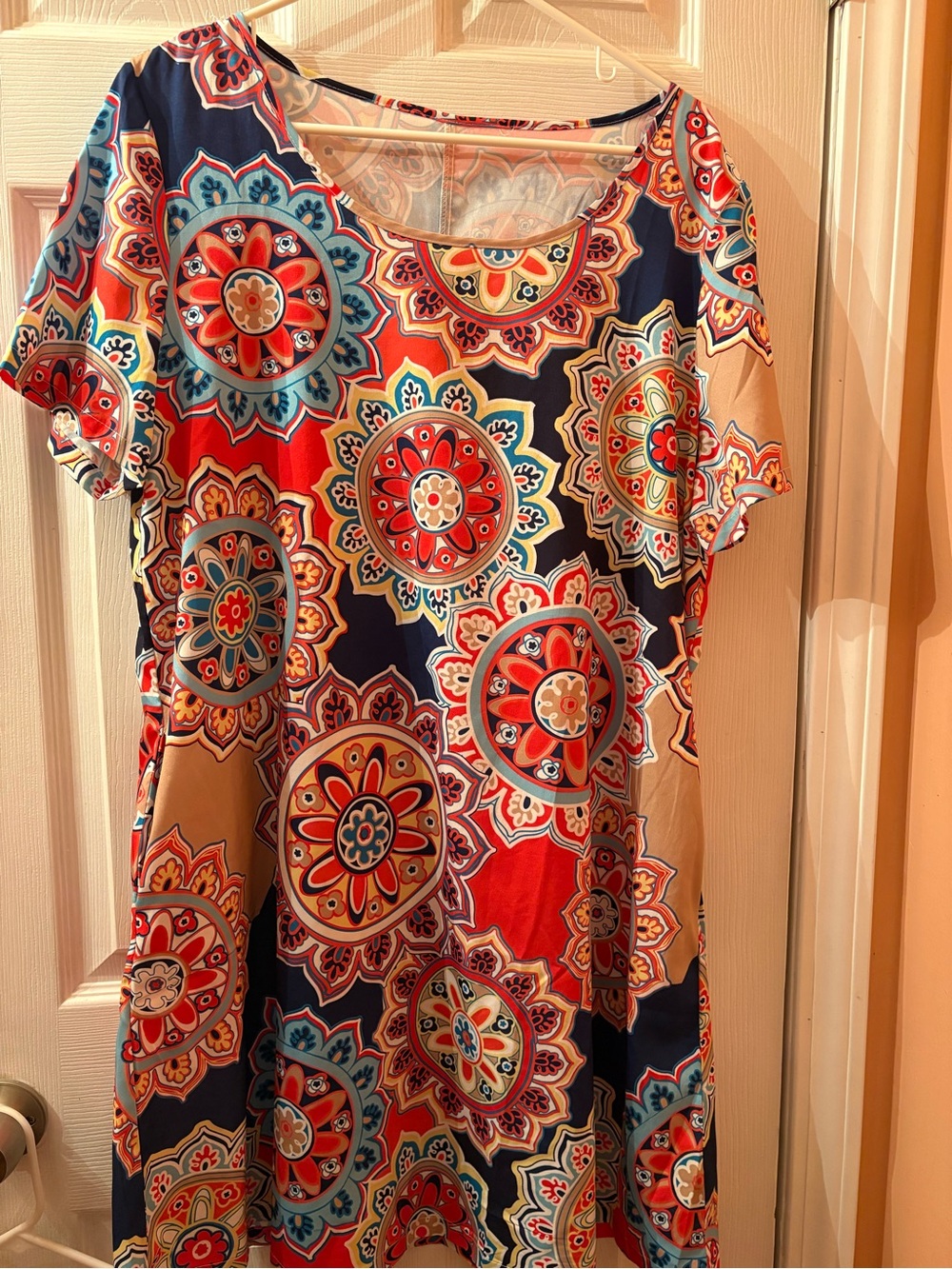 Shein Women’s Short Sleeve Multicolor Mandala Print Top
